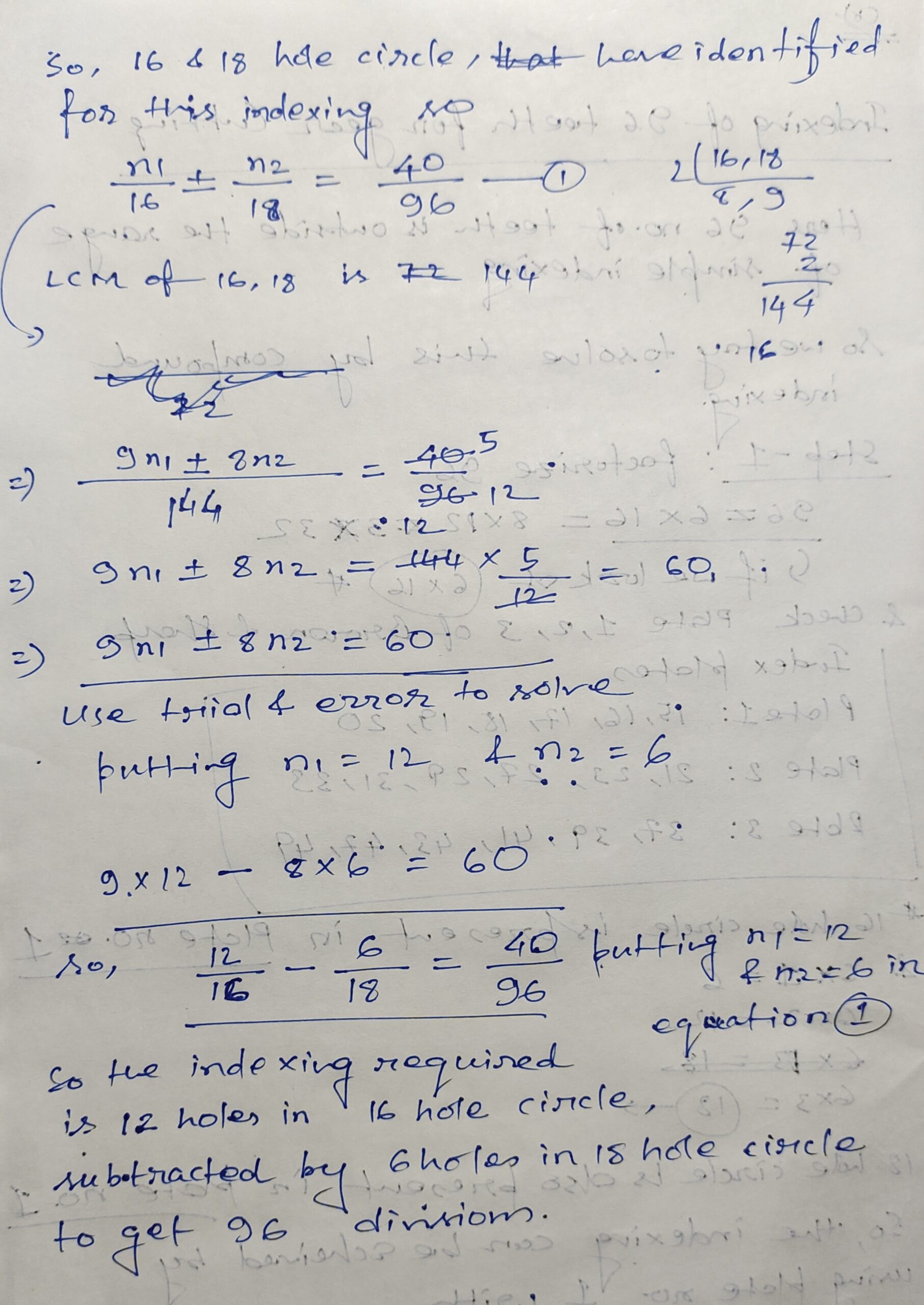 Indexing of 96 teeth for gear cutting